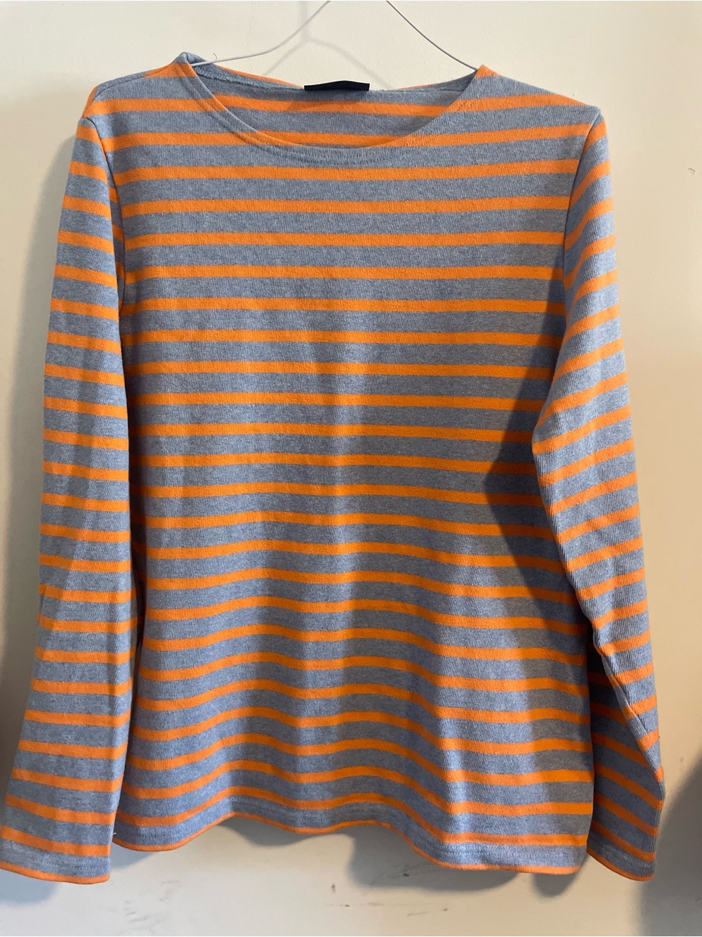 Saint James Long-Sleeve Striped Tee in Light Blue & Orange